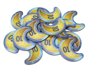 pile of crescent moon-shaped tokens