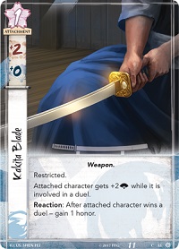 Closeup of a sword's weapon card from the game