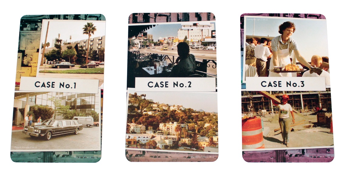 An image of the three case file decks from Detective LA Crimes Expansion laid out side by side.