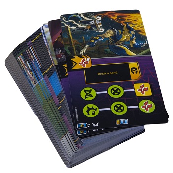 A closeup of a spread of mission cards