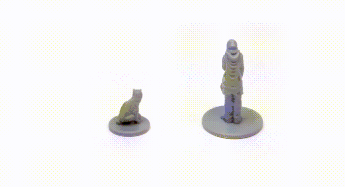 Human and cat unpainted plastic character miniatures