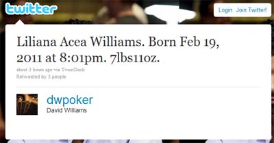 David Williams announcing Liliana's birth