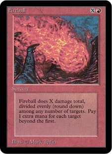 The Alpha printing of the Magic card Fireball.