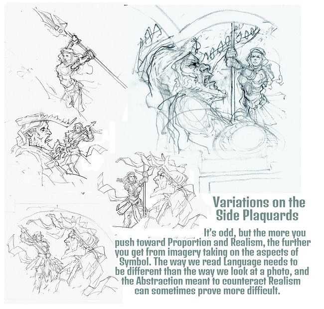 Further sketches of Side plaquard details for the Elspth frieze.