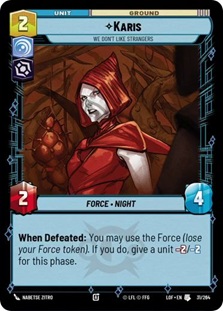 Image of the Star Wars Unlimited card Karis - We Don't Like Strangers