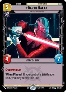 Image of the Star Wars Unlimited card Darth Malak - Covetous Apprentice