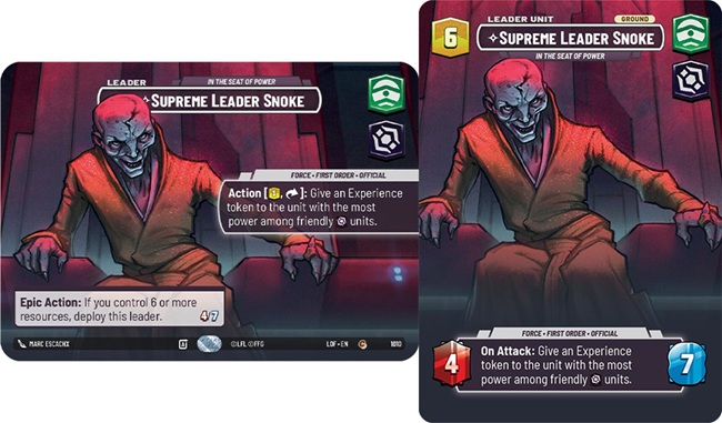 Image of the Star Wars Unlimited card Supreme Leader Snoke - In the Seat of Power