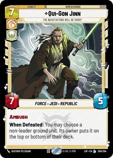 Image of the SWU card Qui-Gon Jinn - The Negotiations Will Be Short