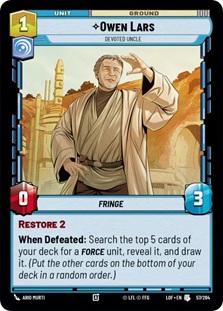 Image of the SWU card Owen Lars - Devoted Uncle