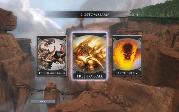 An example menu for custom games