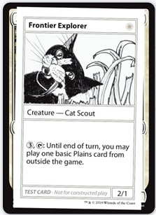 Image of the playtest Magic card, Frontier Explorer.