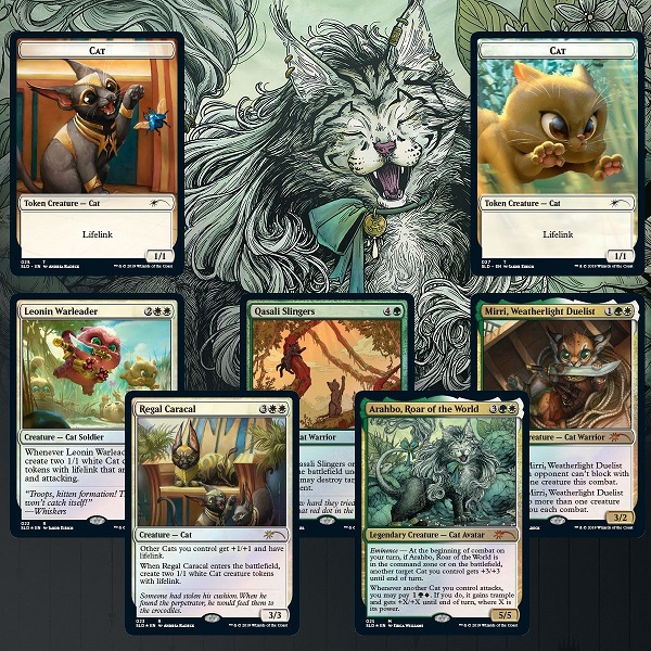 ! series of Magic cards featuring art of various cats.