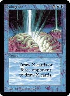 The Alpha printing of the Magic card Braingeyser.