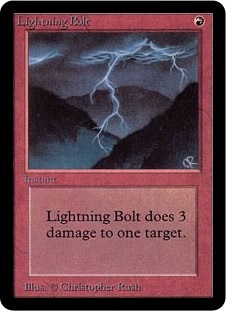 The Alpha printing of the Magic card Lighting Bolt.