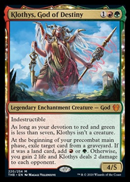 An image of the Magic The Gathering card Klothys, God of Destiny.