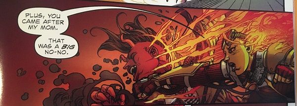  A panel from the Chandra comics in which Chandra punches Tibalt in the face for going after her mother.