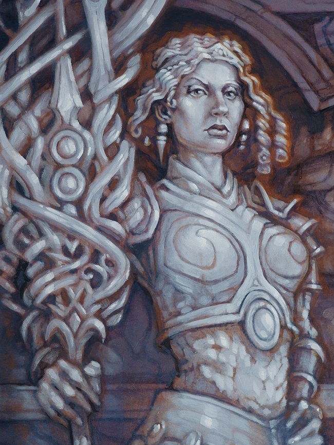 Close up of the near final Elspeth piece focusing on the eyes.