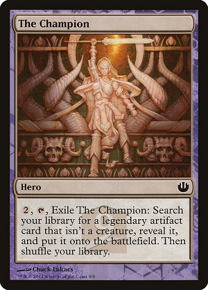 Image of a Magic card called The Champion from the Hero's Path Promotion.