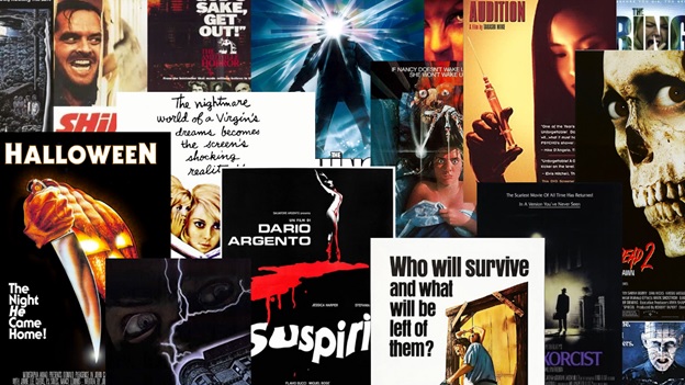A collage of various horror movie posters